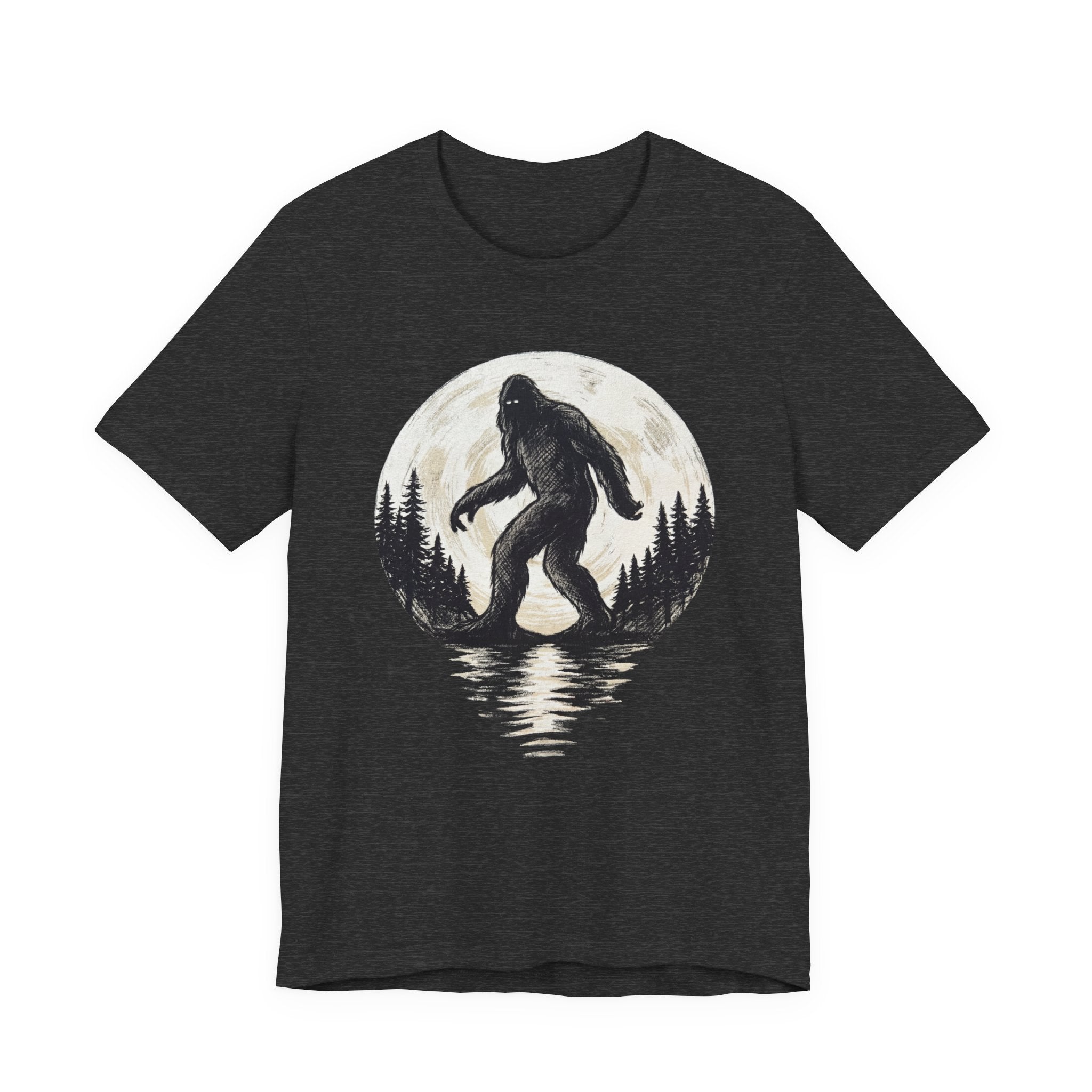 Bigfoot Moonlight Tee — Sasquatch Silhouette Forest T‑Shirt