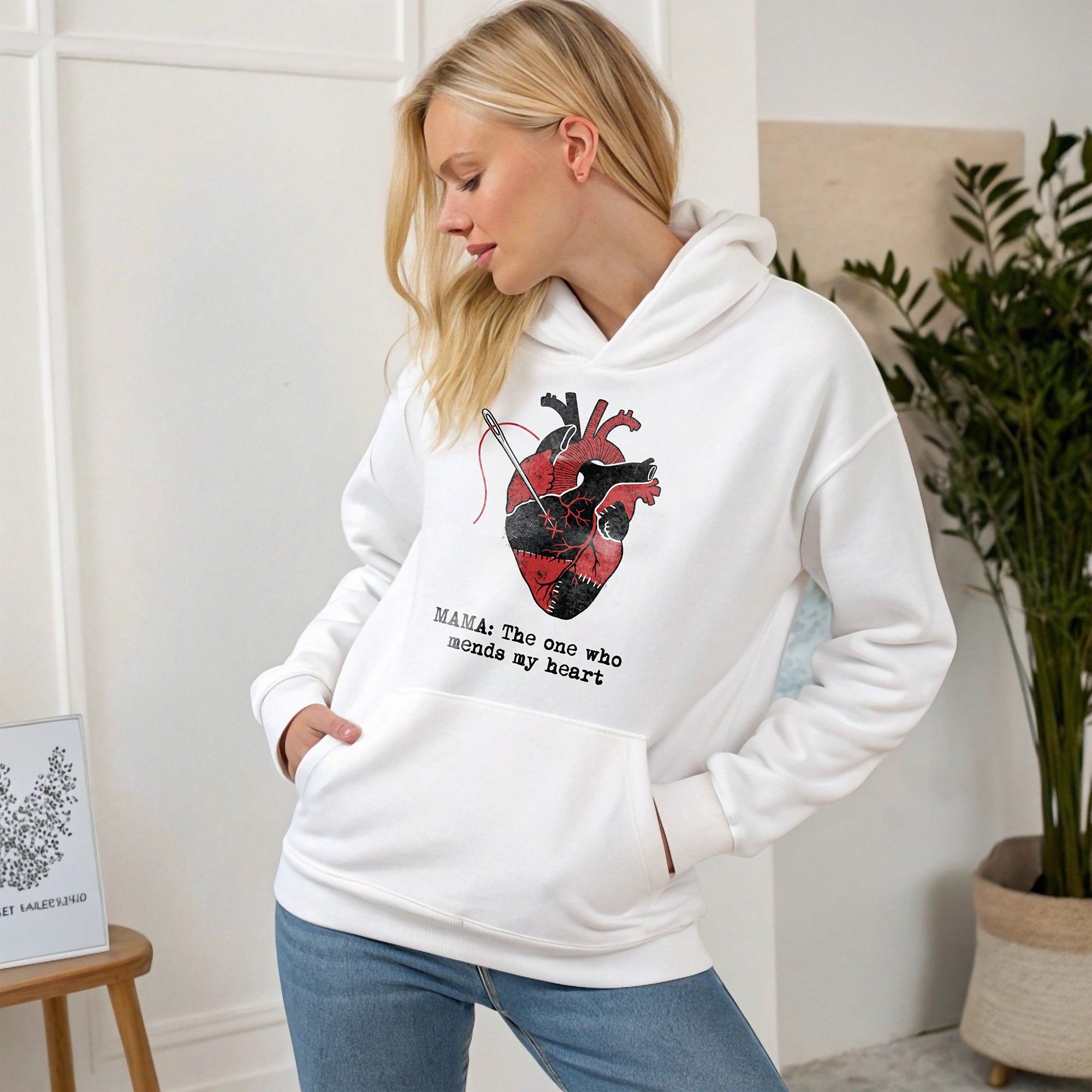 Mama Mends My Heart Hoodie – Emotional & Artistic Mom Gift