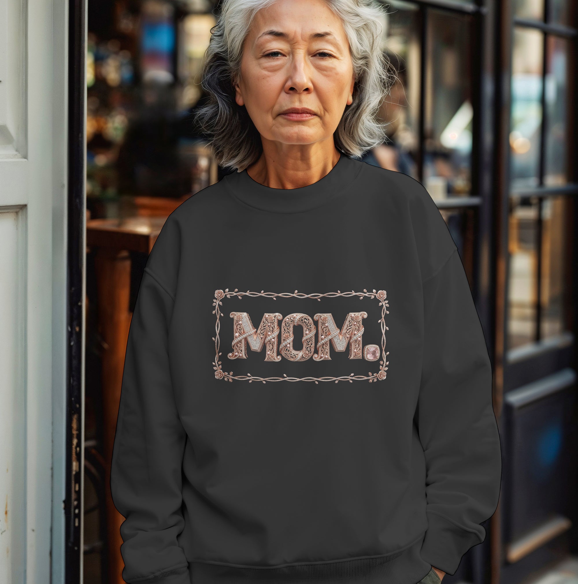 Vintage Floral MOM Sweatshirt – Cozy & Classy Mom Gift