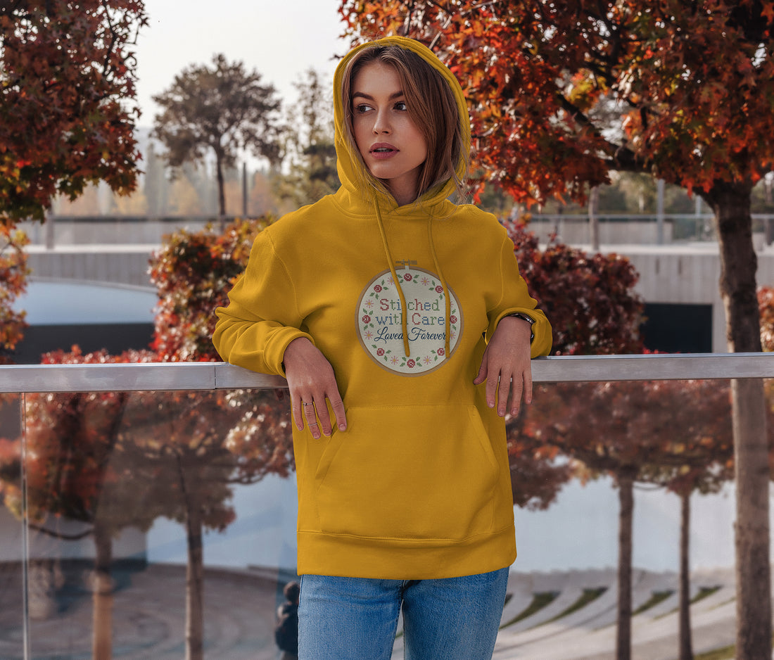 Stitched With Care Loved Forever Hoodie – Handmade Mom Gift