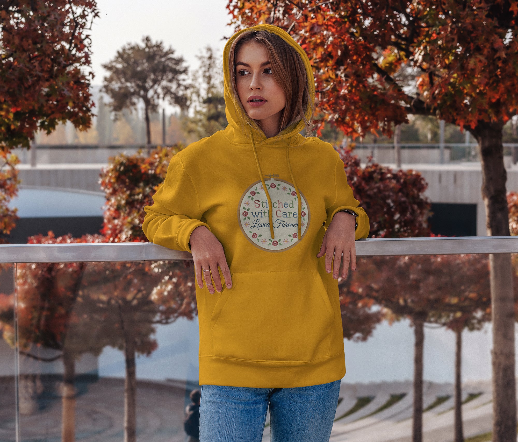 Stitched With Care Loved Forever Hoodie – Handmade Mom Gift