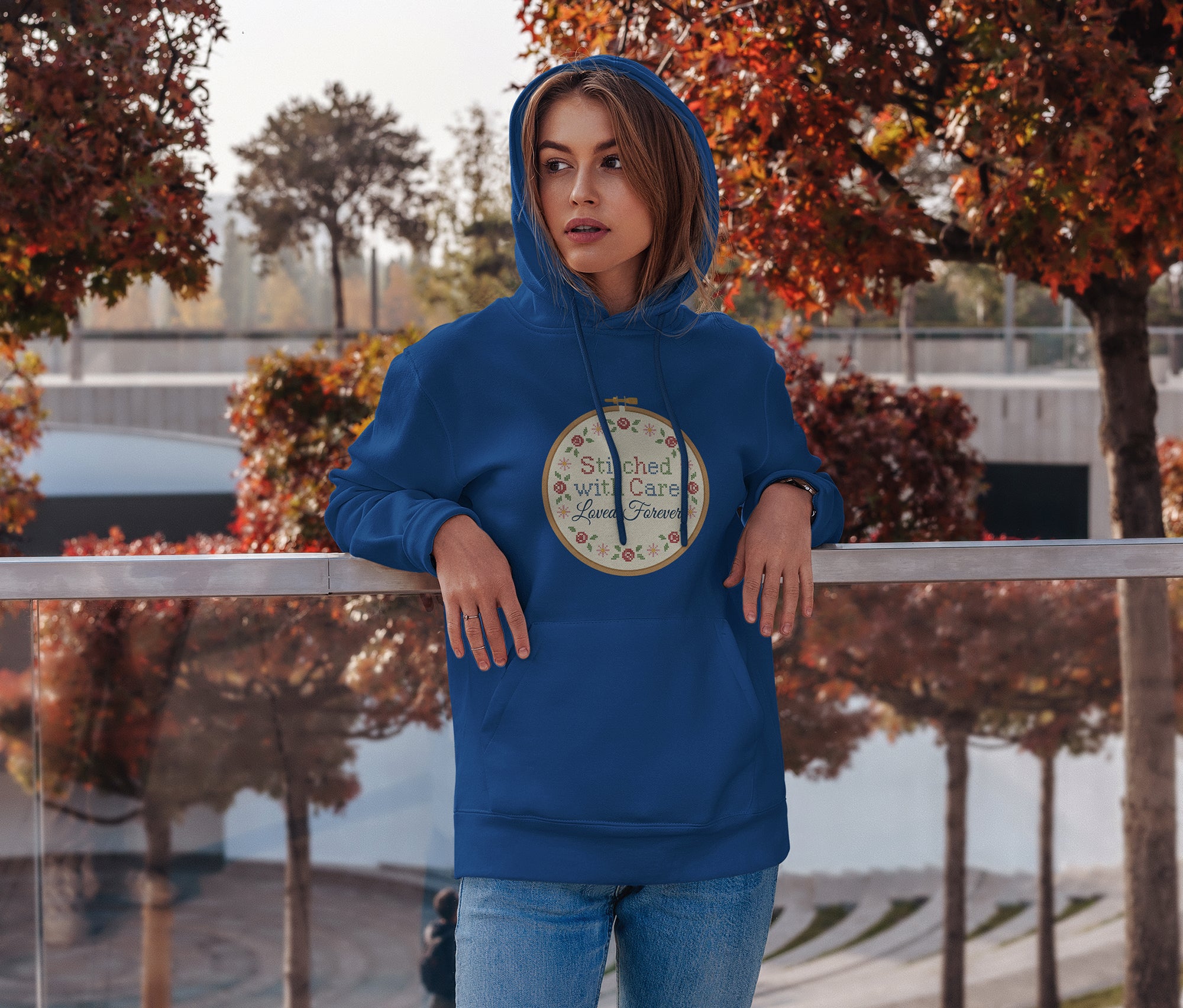 Stitched With Care Loved Forever Hoodie – Handmade Mom Gift