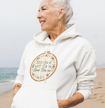 Stitched With Care Loved Forever Hoodie – Handmade Mom Gift