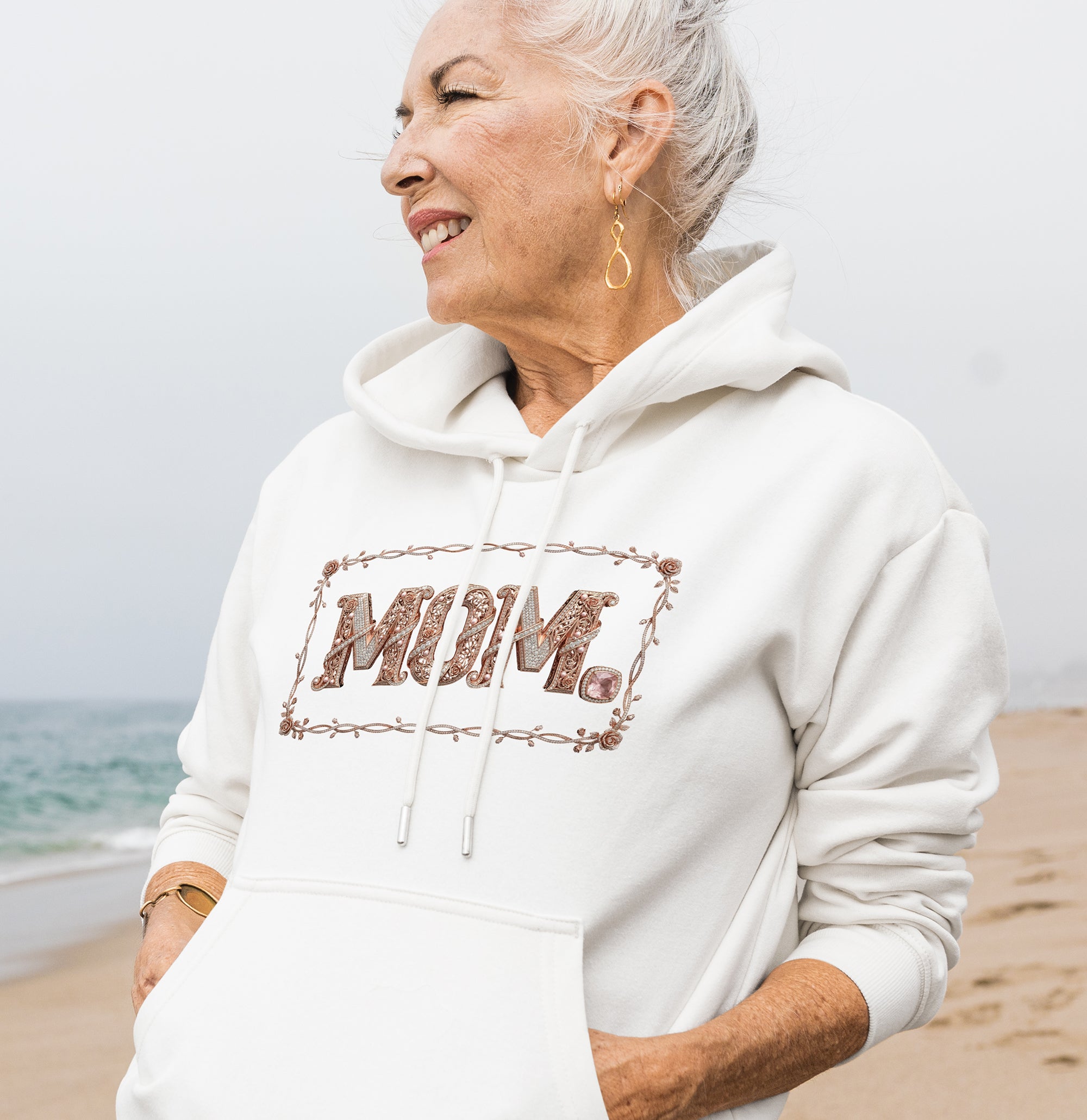 Vintage Floral MOM Hoodie – Elegant & Cozy Mom Gift