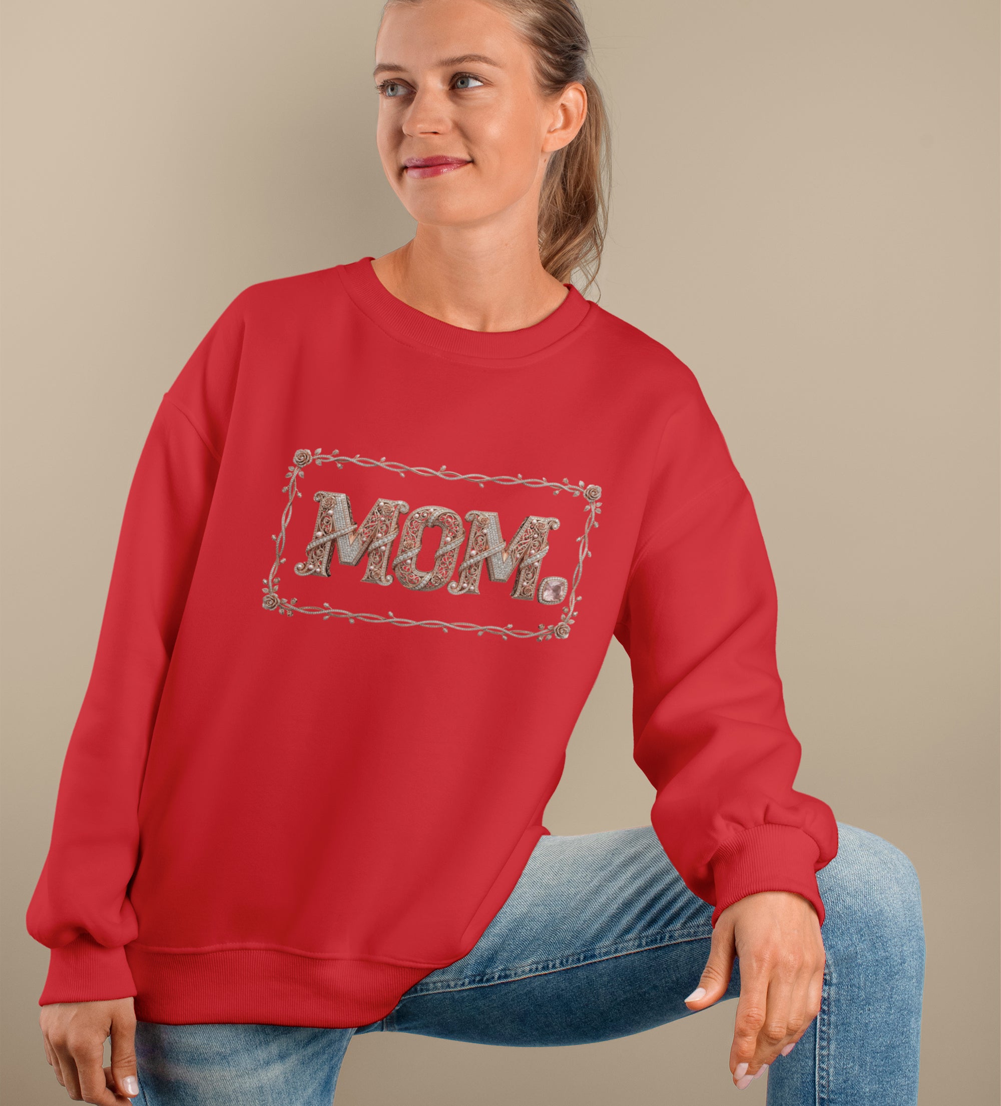 Vintage Floral MOM Sweatshirt – Cozy & Classy Mom Gift