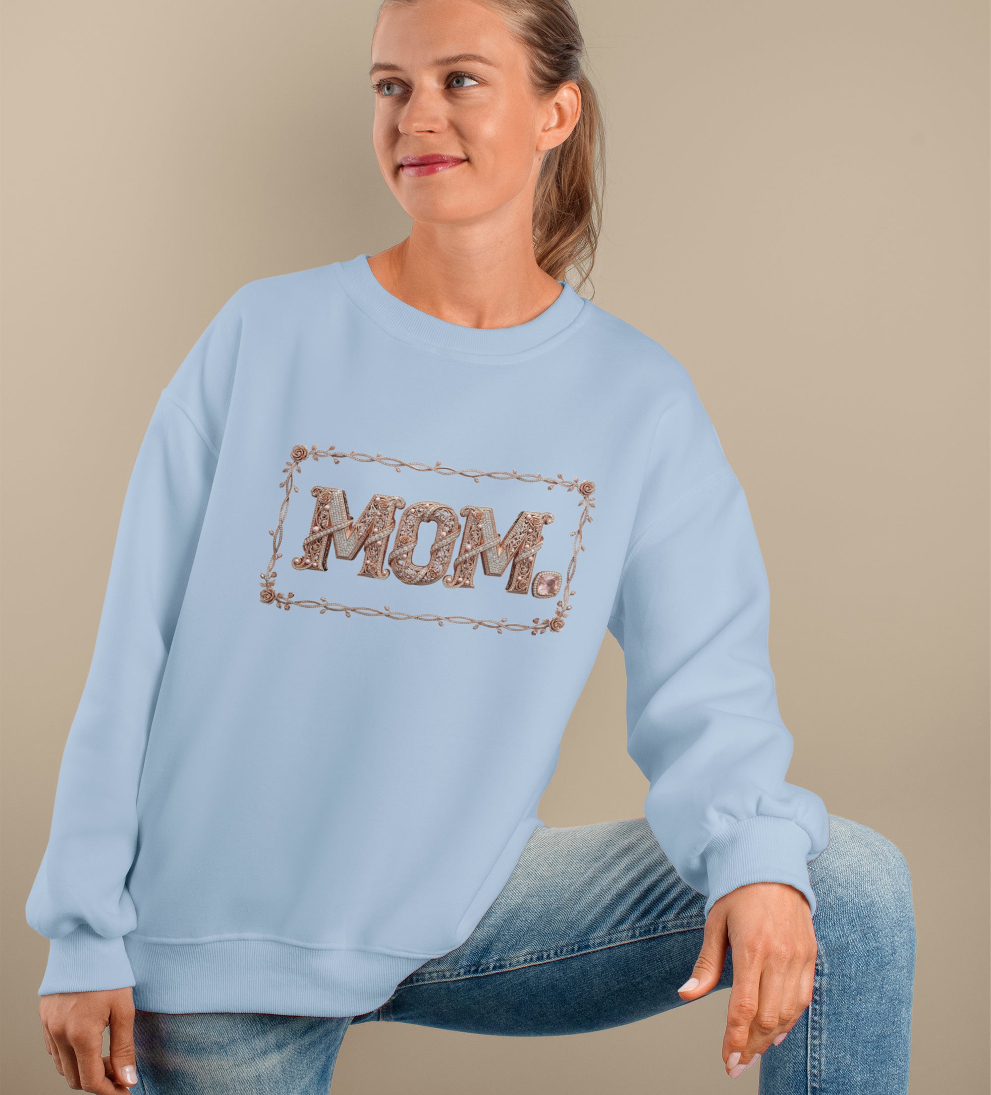 Vintage Floral MOM Sweatshirt – Cozy & Classy Mom Gift