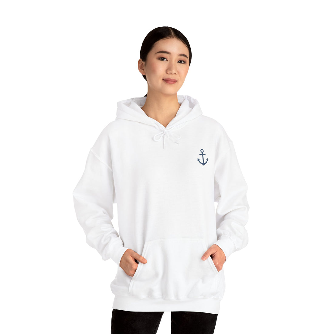 Anchor Minimalist Hoodie — Nautical Chest Logo Hooded Sweatshirt