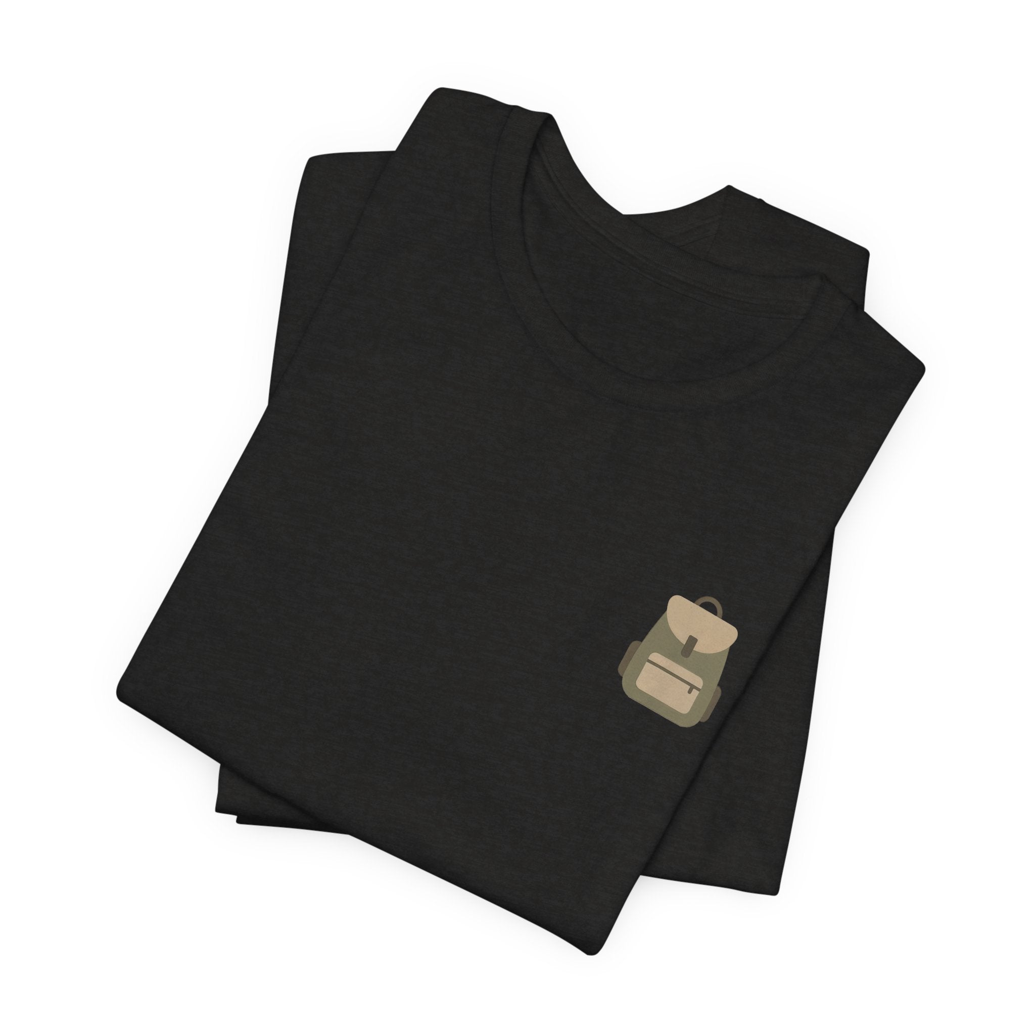 Adventure Backpack T‑Shirt — Minimal Pocket Chest Graphic