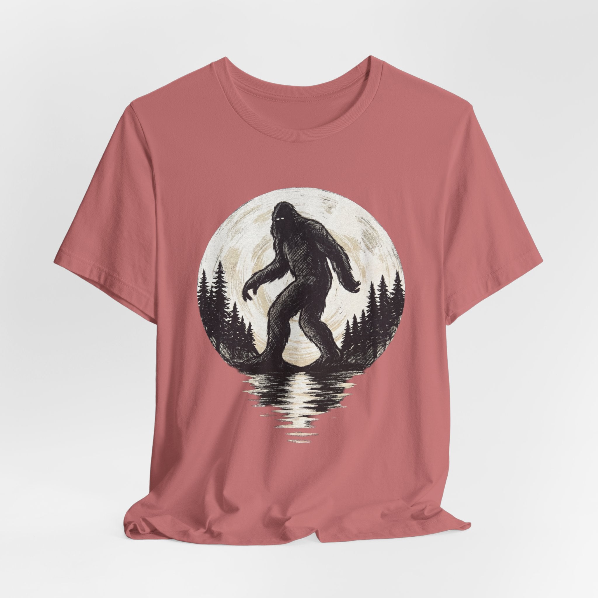 Bigfoot Moonlight Tee — Sasquatch Silhouette Forest T‑Shirt